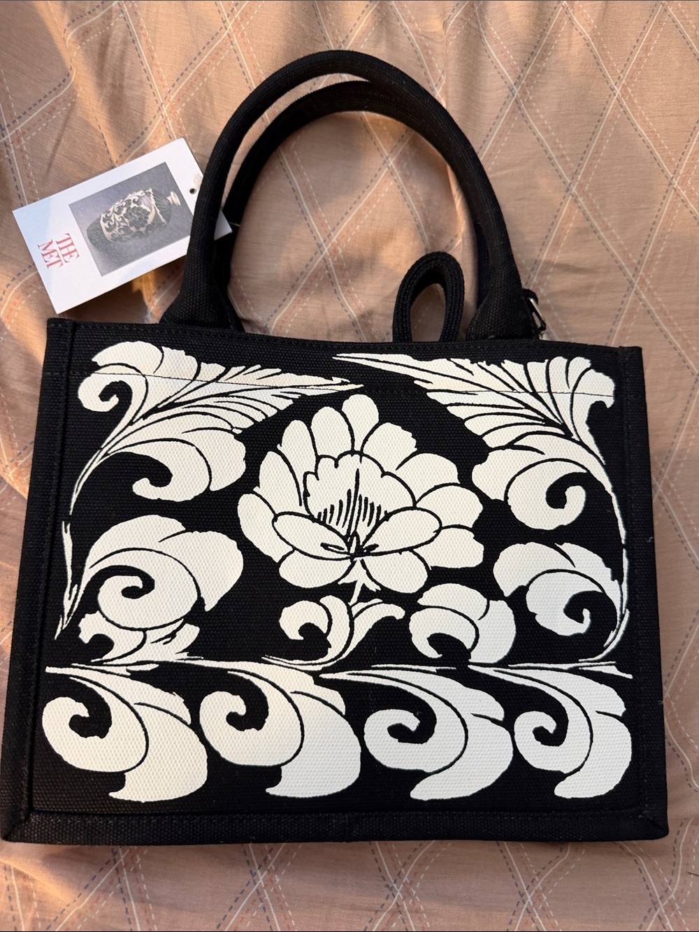 The MET Black and White Floral Tote Bag - SMALL Women Bags